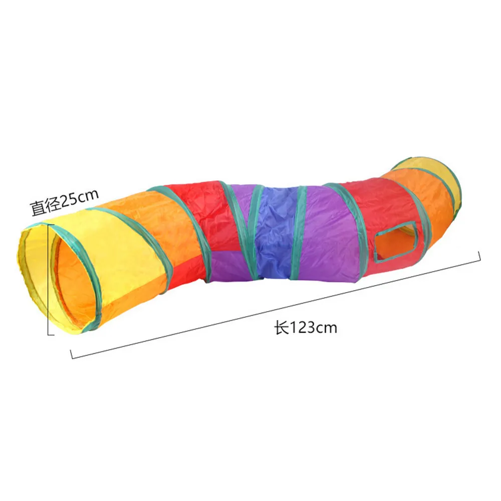 Rainbow Cat Tunnel Toy – Foldable Interactive Play Tube for Indoor Cats, Kittens, Rabbits & Puppies, Collapsible Pet Tunnel with Peek Holes